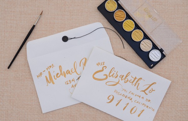 DIY Gold and Copper Gilded Wedding Invitations by Antiquaria via Oh So Beautiful Paper