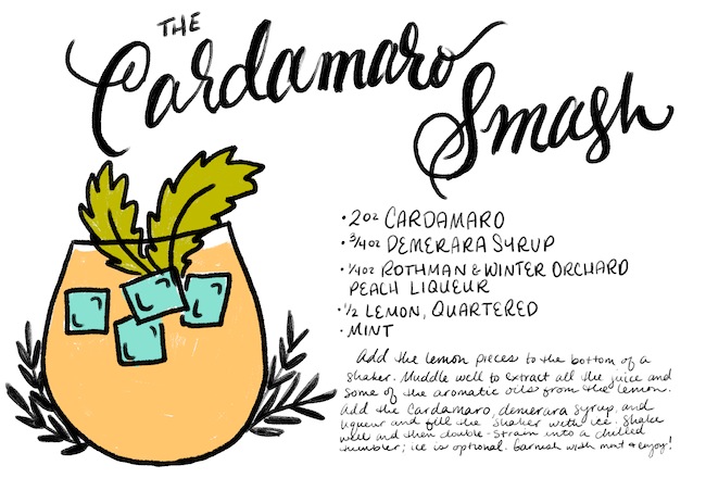Cardamaro-Smash-Cocktail-Recipe-Card-Shauna-Lynn-Illustration-OSBP