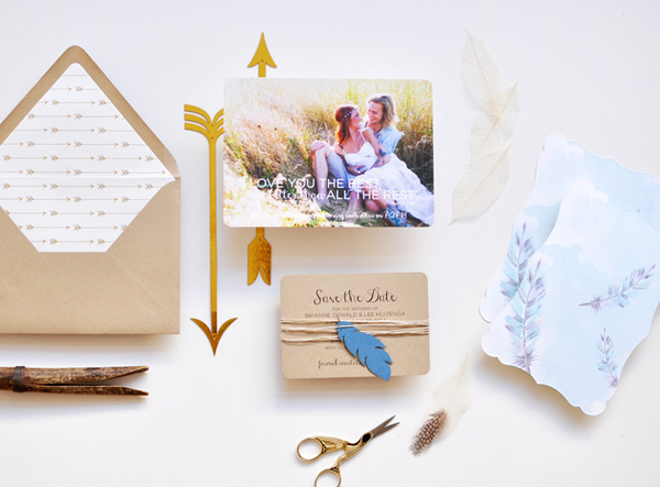 Eclectic-Watercolor-Feather-Gold-Foil-Wedding-Invitations-Smitten-on-Paper-OSBP3