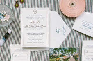 Timeless Navy And Gold Foil Wedding Invitations