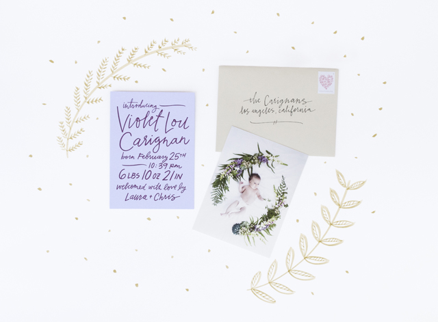 Violet-Hand-Lettered-Birth-Announcements-The-Good-Twin-Power-Light-Press-OSBP