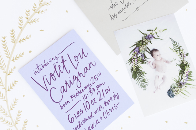 Violet-Hand-Lettered-Birth-Announcements-The-Good-Twin-Power-Light-Press-OSBP2