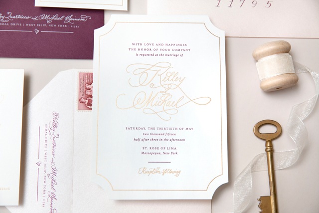 Gold-and-Wine-Silk-Screen-and-Die-Cut-Wedding-Invitations-with-Calligraphy-by-Sincerely-Jackie-OSBP3