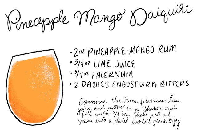 Pineapple Mango Daiquiri Cocktail Recipe Card / Shauna Lynn Illustration / Oh So Beautiful Paper