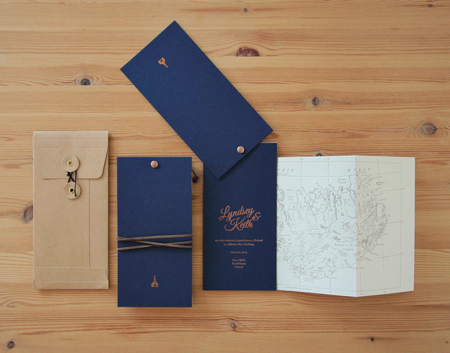 Copper Foil and Navy Iceland Wedding Invitations  / The Hunter Press / Oh So Beautiful Paper