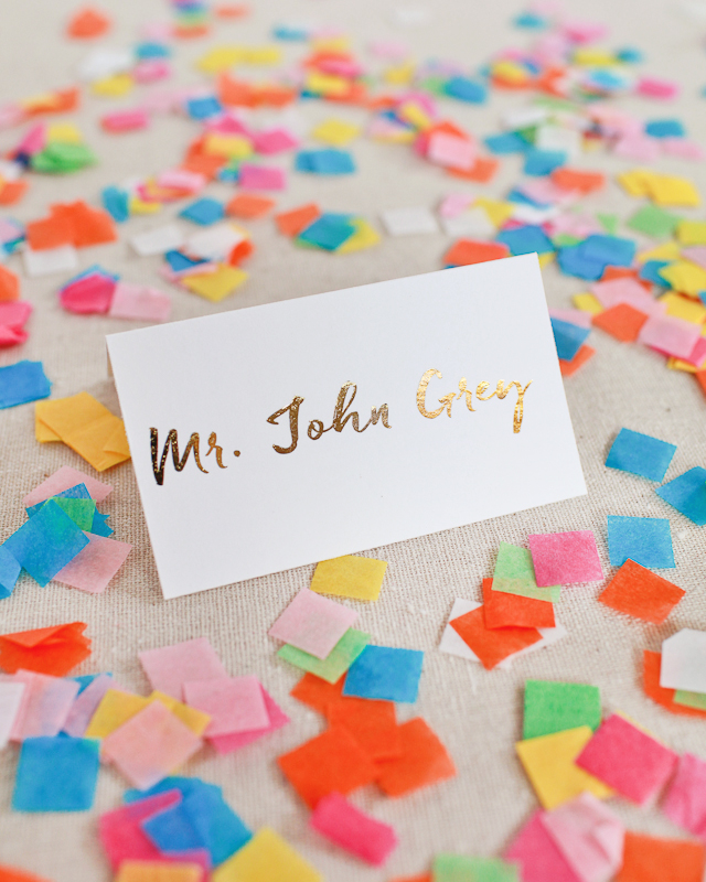 DIY Gold Foil Place Cards with Watercolor Background / Heidi Swapp Minc Foil Applicator / Oh So Beautiful Paper