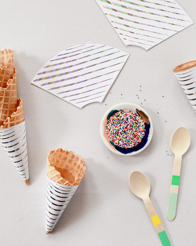 Printable Hologram Foil Ice Cream Cone Wrapper / Oh So Beautiful Paper