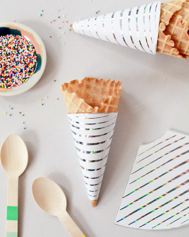 Printable Hologram Foil Ice Cream Cone Wrapper / Oh So Beautiful Paper