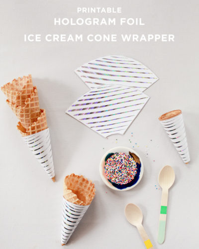 Printable Hologram Foil Ice Cream Cone Wrapper