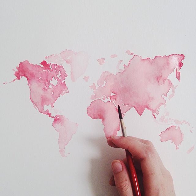 Mon Voir Watercolor World Map / Oh So Beautiful Paper