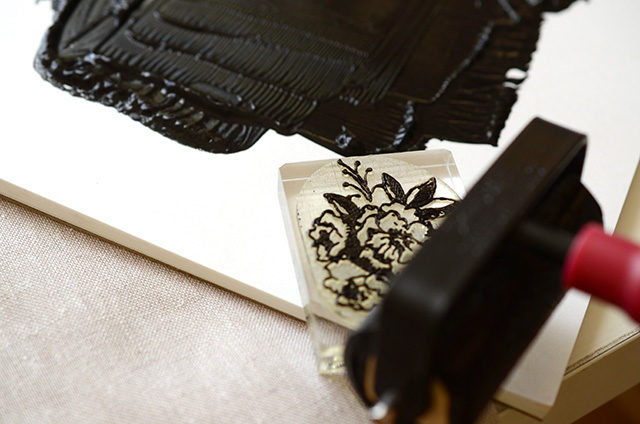DIY Printed Fabric with Rubber Stamps / Antiquaria for Oh So Beautiful Paper
