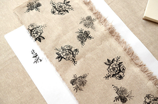 DIY Printed Fabric with Rubber Stamps / Antiquaria for Oh So Beautiful Paper