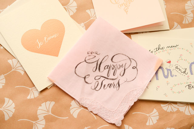 DIY Happy Tears Hand Lettered Handkerchief / Antiquaria for Oh So Beautiful Paper