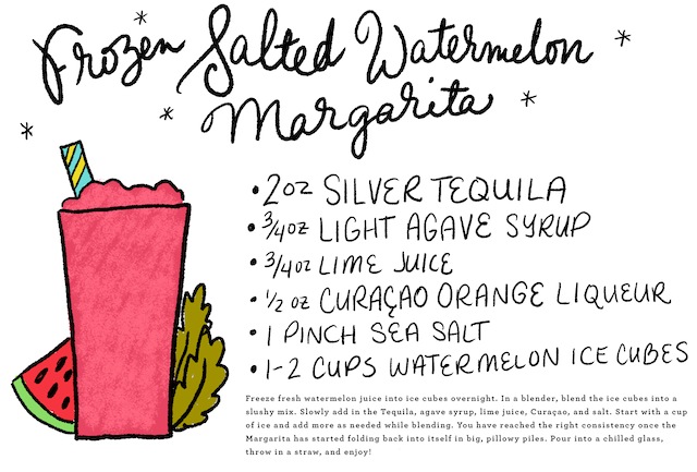 Frozen Salted Watermelon Margarita Recipe Card / Shauna Lynn Illustration for Oh So Beautiful Paper