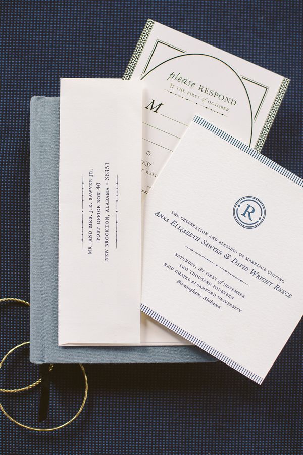 Navy and Gold Foil Stamped Wedding Invitations by Deliver Paper Studio / Oh So Beautiful Paper