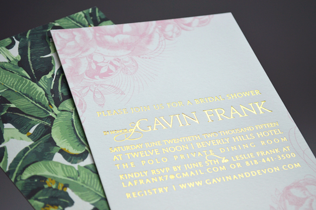 Tropical Beverly Hills Hotel Bridal Shower Invitations by Wiley Valentine / Oh So Beautiful Paper