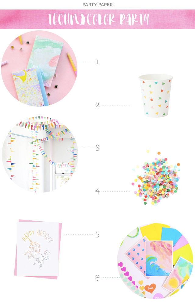 Party Paper: Technicolor Party Ideas / StudioDIY for Oh So Beautiful Paper