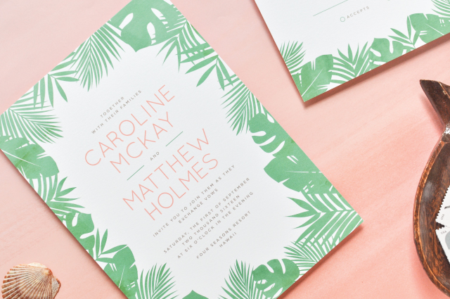 Tropical Leaf Wedding Invitations by Lauren Chism Fine Papers / Oh So Beautiful Paper