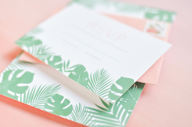 Tropical Leaf Wedding Invitations by Lauren Chism Fine Papers / Oh So Beautiful Paper