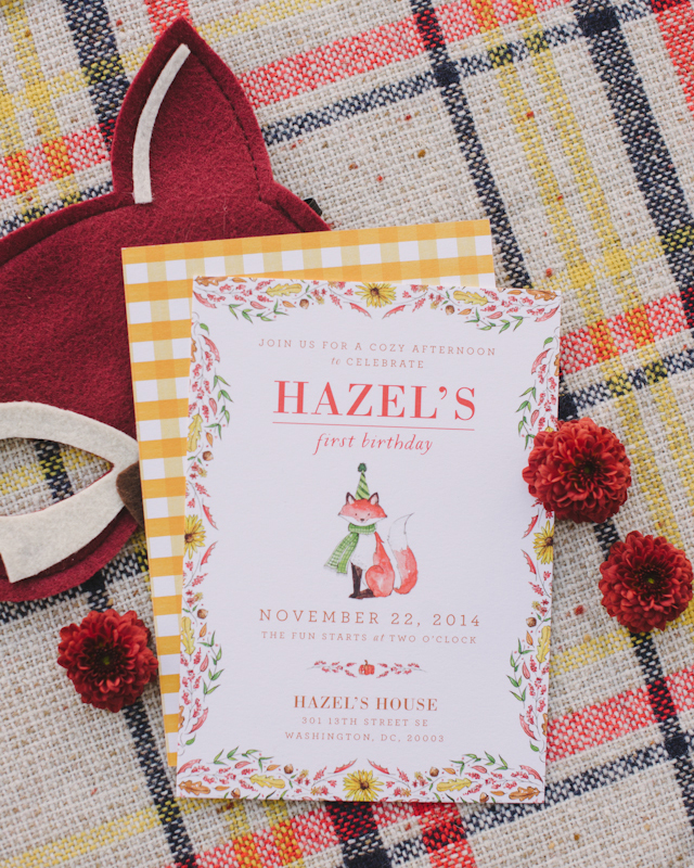 Fall Harvest First Birthday Party Invitations by Swiss Cottage Designs / Photo Credit: Sweet Root Village / Oh So Beautiful Paper