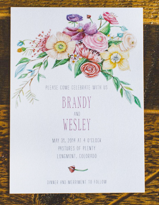 Illustrated Eclectic Floral Wedding Invitations by Lana's Shop / Oh So Beautiful Paper