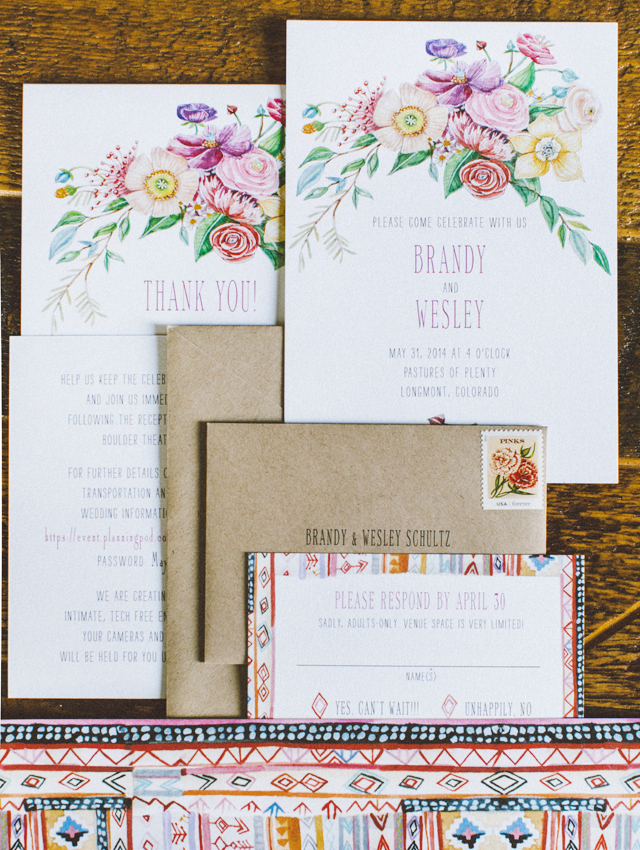 Illustrated Eclectic Floral Wedding Invitations by Lana's Shop / Oh So Beautiful Paper