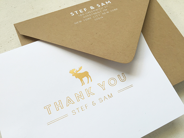 Maine Moose Gold Foil Wedding Invitations by Charm and Fig / Oh So Beautiful Paper