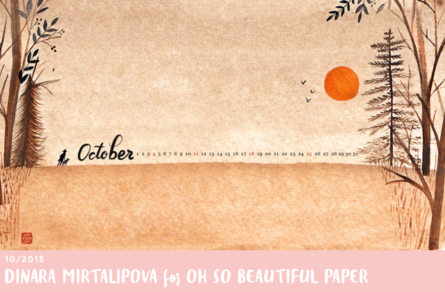 October Illustrated Desktop Wallpaper / Dinara Mirtalipova for Oh So Beautiful Paper