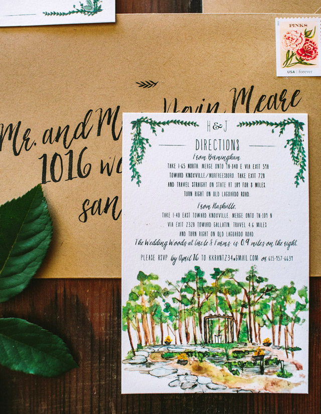 Rustic Watercolor Garden Wedding Invitations by Wide Eyes Paper Co / Oh So Beautiful Paper