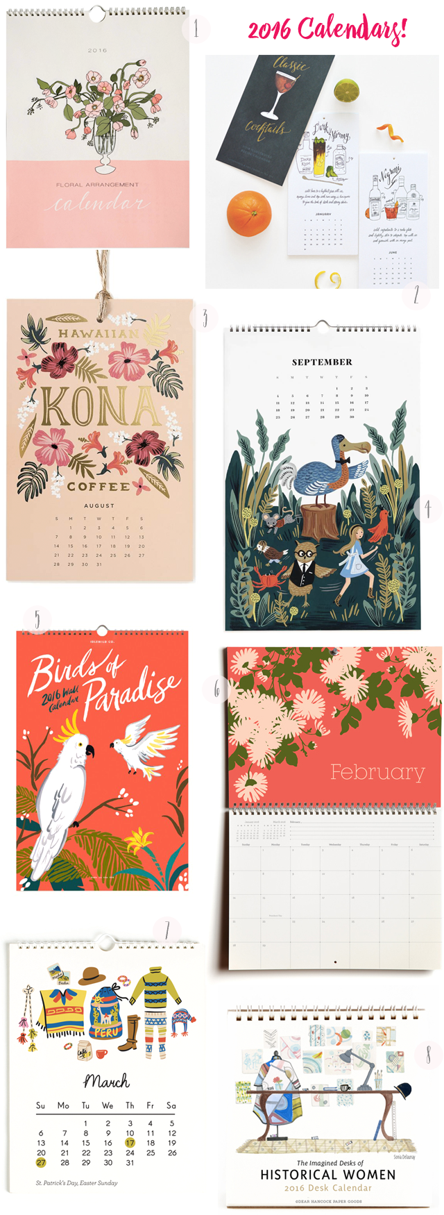 Beautiful Illustrated Calendars / 2016 Calendar Round Up / Oh So Beautiful Paper