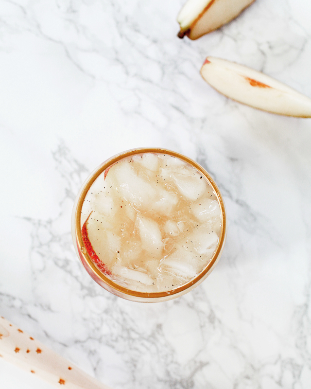 Bourbon Pear Vanilla Bean Smash Cocktail Recipe / Liquorary for Oh So Beautiful Paper