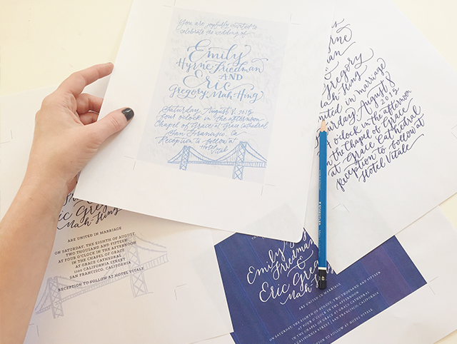 Behind the Design: Midnight in San Francisco Watercolor Hand Lettered Wedding Invitations by Bright Room Studio / Oh So Beautiful Paper