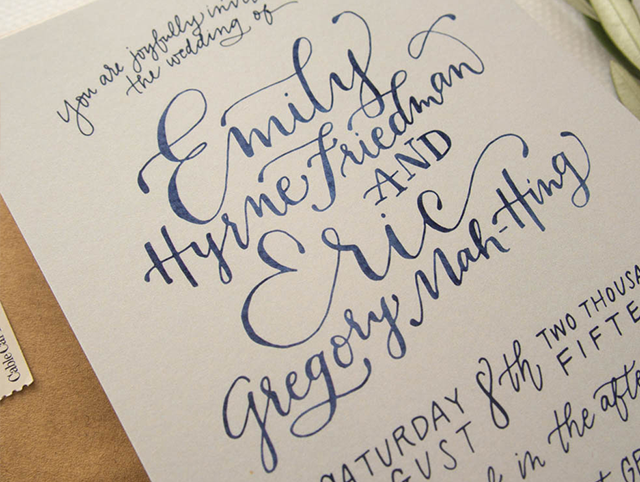 Midnight in San Francisco Watercolor Hand Lettered Wedding Invitations by Bright Room Studio / Oh So Beautiful Paper