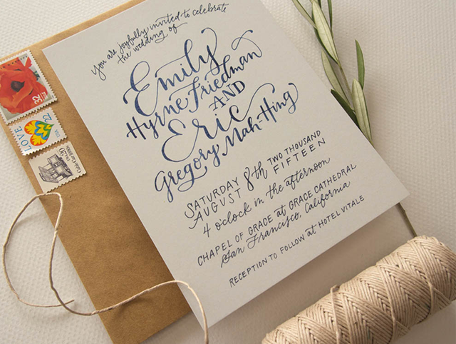 Midnight in San Francisco Watercolor Hand Lettered Wedding Invitations by Bright Room Studio / Oh So Beautiful Paper