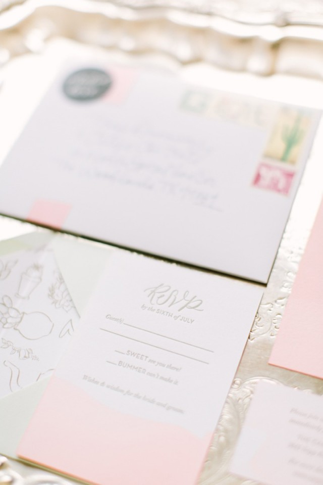 Elegant Dip Dyed Pink and Gold Wedding Invitations by Allie Ruth Bridal / Oh So Beautiful Paper