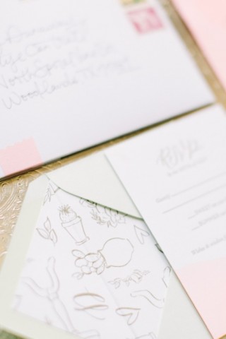 Elegant Dip Dyed Pink and Gold Wedding Invitations by Allie Ruth Bridal / Oh So Beautiful Paper