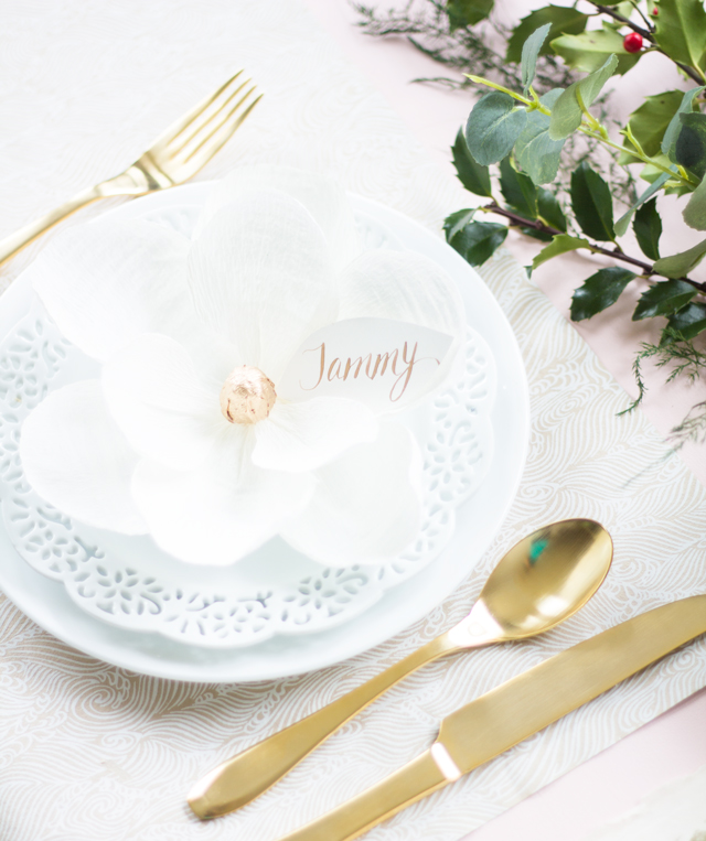 Magnolia Paper Flower Holiday Place Settings / Appetite Paper for Oh So Beautiful Paper