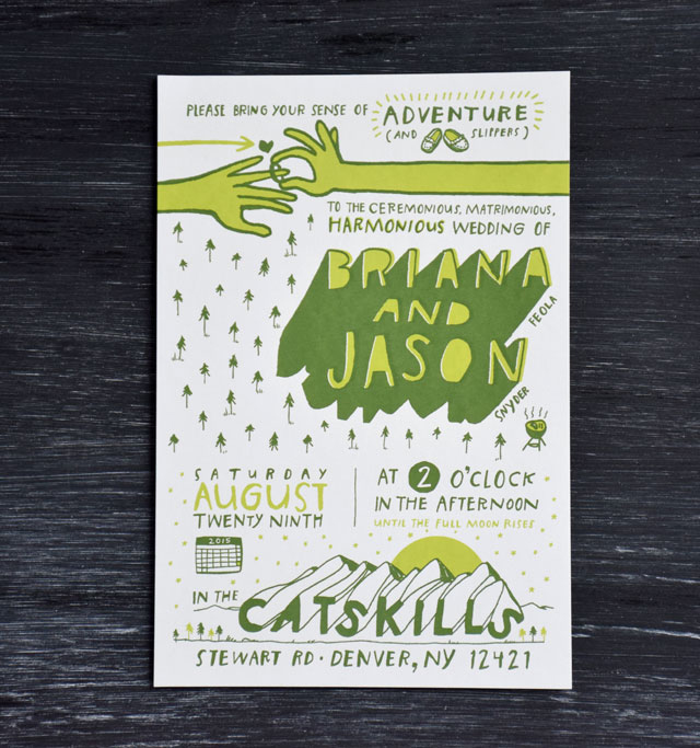 Illustrated Camp Wedding Invitations by Brainstorm / Oh So Beautiful Paper