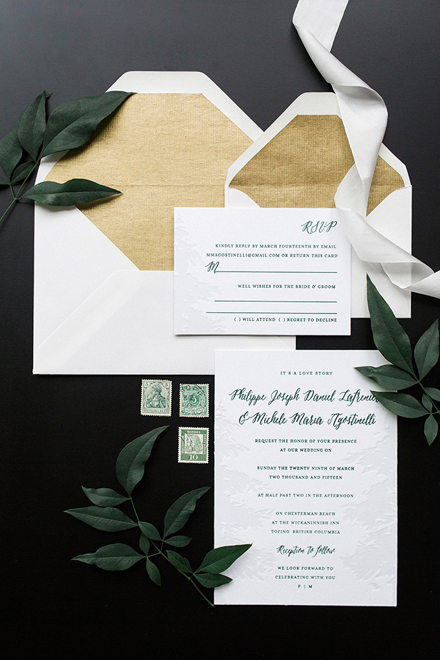 Green and White Nature-Inspired Wedding Invitations by Tuktu Paper Co. / Oh So Beautiful Paper