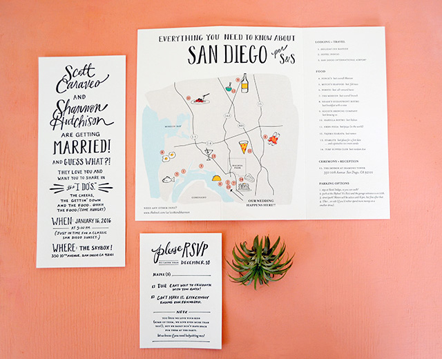Hand Lettered San Diego Wedding Invitations by Odd Daughter Paper Co. / Oh So Beautiful Paper