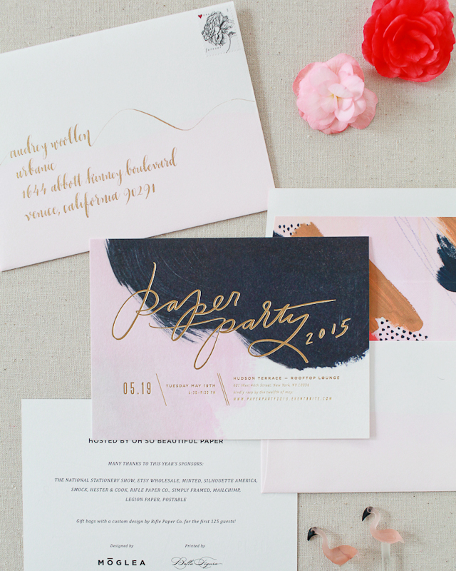 Hand Painted and Matte Gold Foil Invitations for Paper Party 2015 / Oh So Beautiful Paper