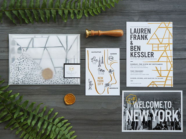 Modern Black, White, and Gold Foil Wedding Invitations by And Here We Are / Oh So Beautiful Paper