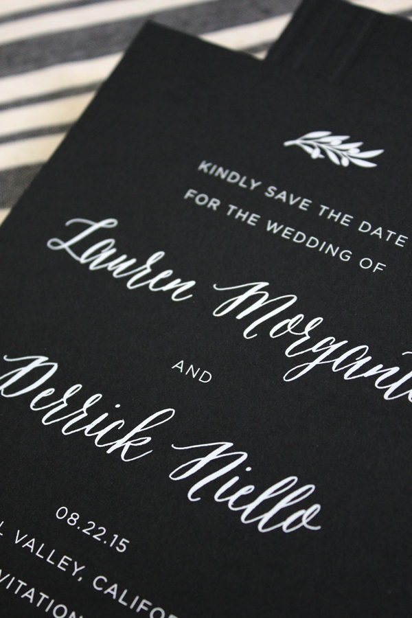 The Best Save the Dates of 2015: Modern Black and White Foil Save the Dates by Vellum & Vogue / Oh So Beautiful Paper