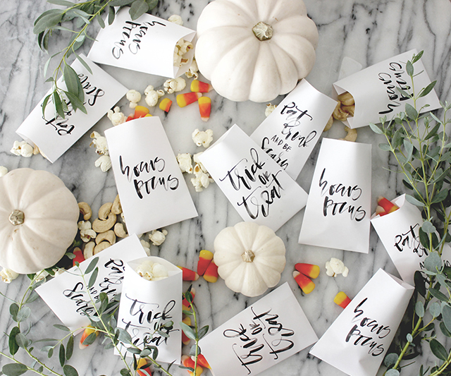 Printable Calligraphy Halloween Favor Bags / A Fabulous Fete for Oh So Beautiful Paper