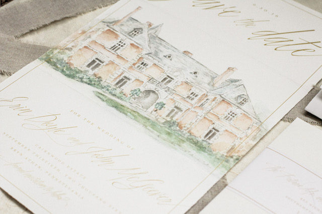 Illustrated European-Inspired Watercolor Save the Dates by Grace + Ardor / Oh So Beautiful Paper