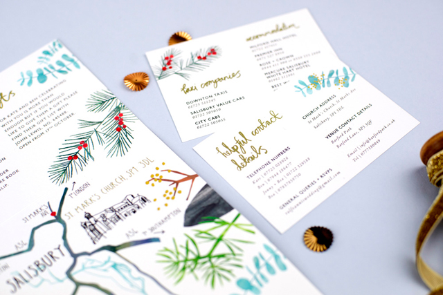 Hand Lettered & Illustrated Winter Foliage Wedding Invitations by Hollyhock Lane / Oh So Beautiful Paper