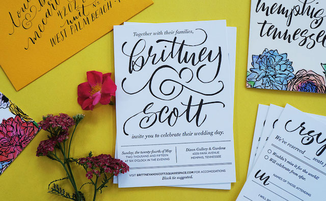 Modern Hand Lettered Wedding Invitations by And Here We Are / Oh So Beautiful Paper