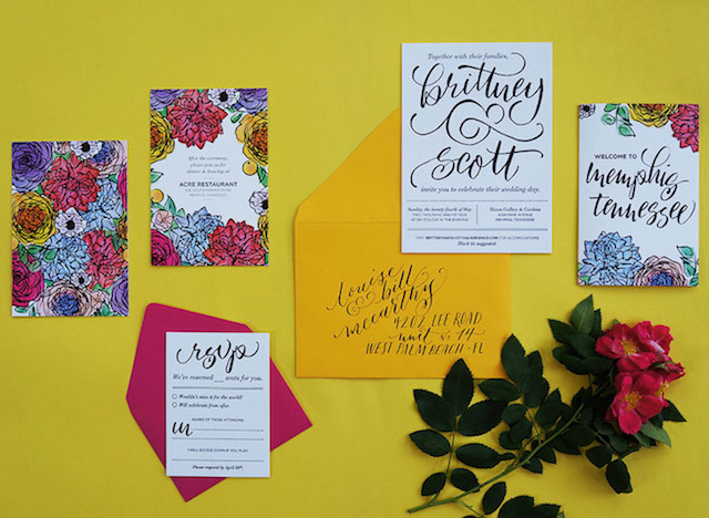 Modern Hand Lettered Wedding Invitations by And Here We Are / Oh So Beautiful Paper