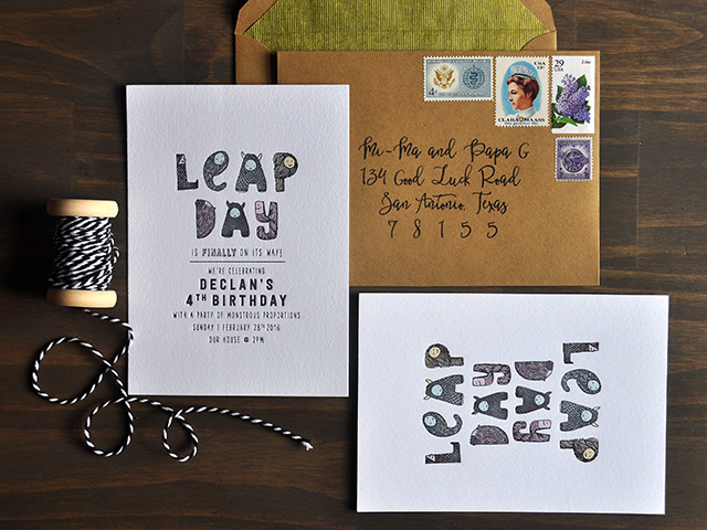 Leap Day Birthday Party Invitations by Darling & Pearl / Oh So Beautiful Paper