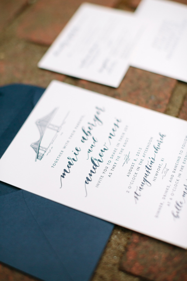 Navy and White Calligraphy Wedding Invitations by Brown Fox Calligraphy / Oh So Beautiful Paper
